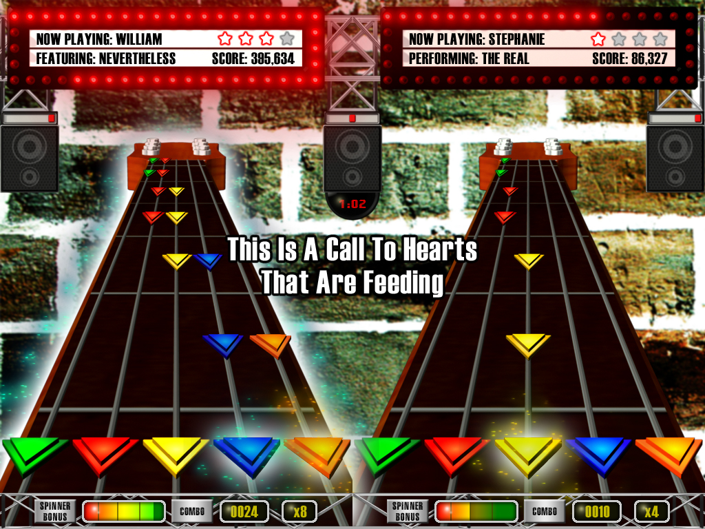 Digital Praise's Guitar Praise Screen Shot with Two Players shown